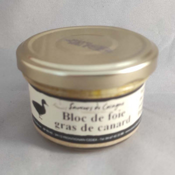 Block of duck foie gras in glass jar 90g