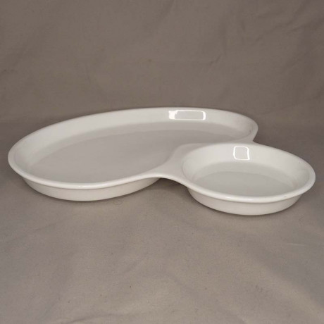 Plat en porcelaine blanche doté de 2 compartiments