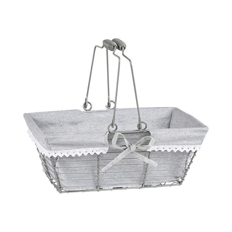Grey rectangle metal basket 30x20x13 cm